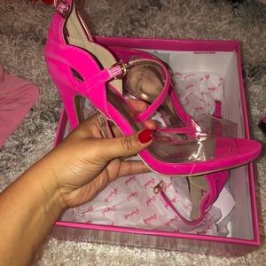 Pink strappy heels